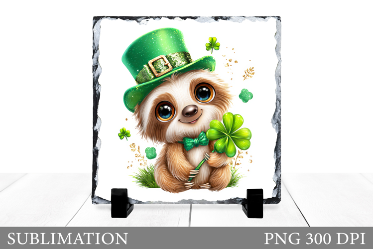 St Patrick Sloth Slate Design. St Patrick Sublimation