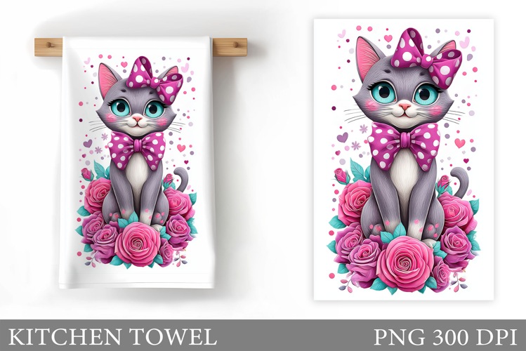 Cute Cat Kitchen Towel Design. Cute Cat Sublimation