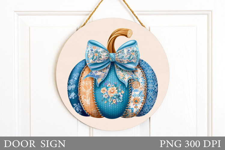 Patchwork Pumpkin Door Sign. Fall Door Sign Sublimation