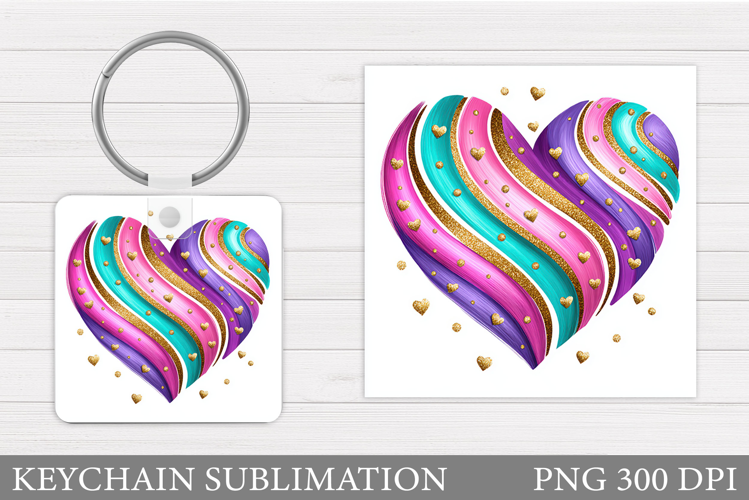Heart Keychain Design. Valentine Keychain Sublimation