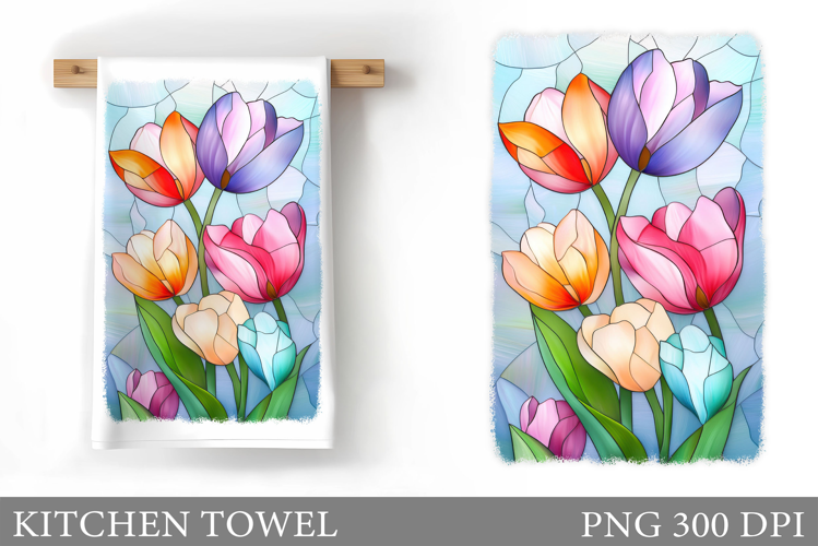 Tulips Kitchen Towel Design. Flowers Kitchen Towel