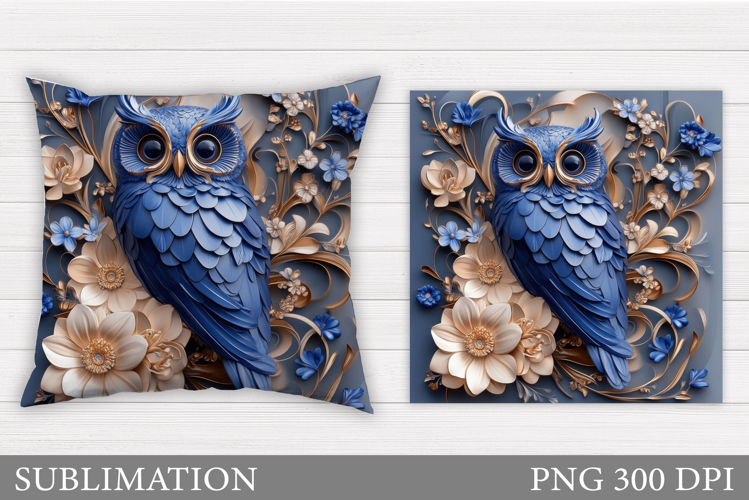 Cute Owl Pillow Sublimation. Owl Flowers Sublimation