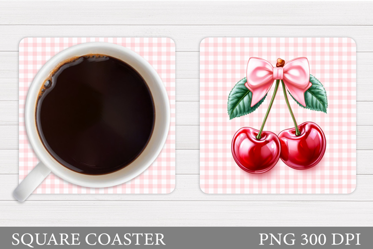 Cherry Coaster Sublimation. Berries Coaster Design