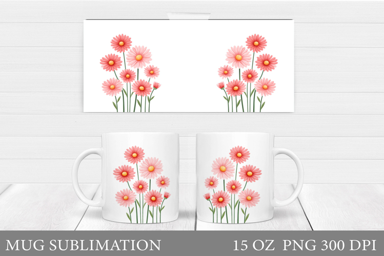 Flowers Mug Sublimation. Floral Mug Wrap Design example image 1