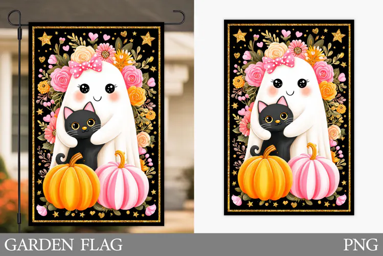 Halloween Ghost Garden Flag. Halloween Garden Flag Design