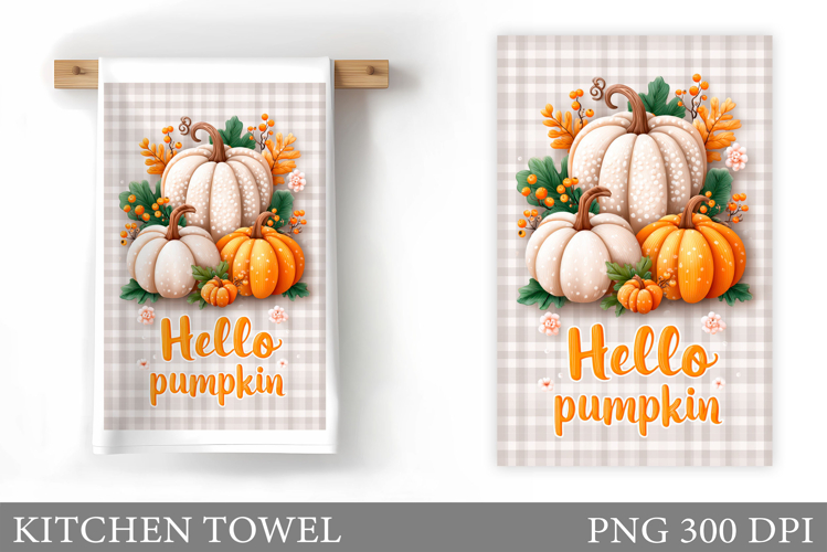 Pumpkin Kitchen Towel Design. Fall Kitchen Towel Sublimation