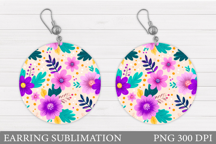Flowers Earring Design. Floral Earring Sublimation example image 1