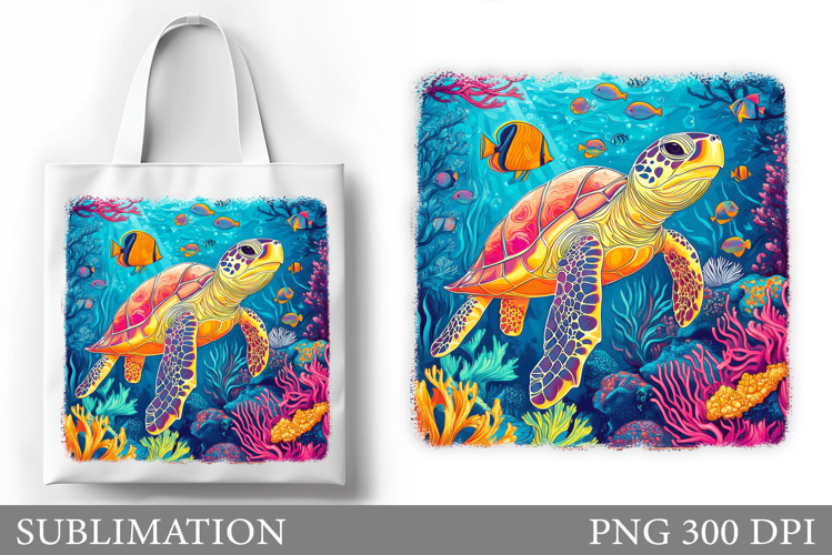 Sea Turtle Tote Bag Sublimation. Turtle Sublimation
