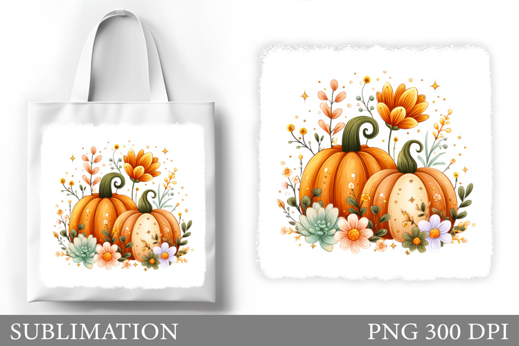Fall Pumpkin Tote Bag Sublimation. Fall Tote Bag Design