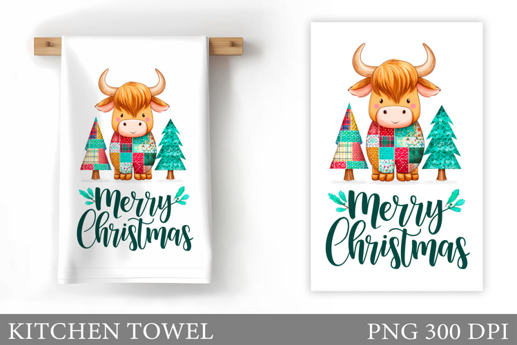 Christmas Cow Kitchen Towel. Christmas Kitchen Towel Design