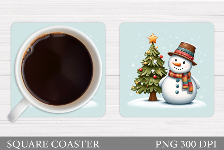 Cute Snowman Coaster Design. Christmas Coaster Sublimation