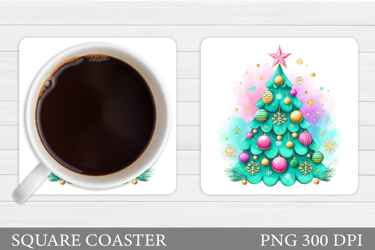 Christmas Tree Coaster Sublimation. Christmas Coaster Design
