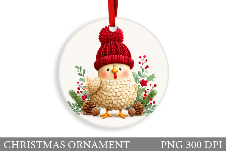 Cute Chicken Christmas Ornament. Christmas Sublimation
