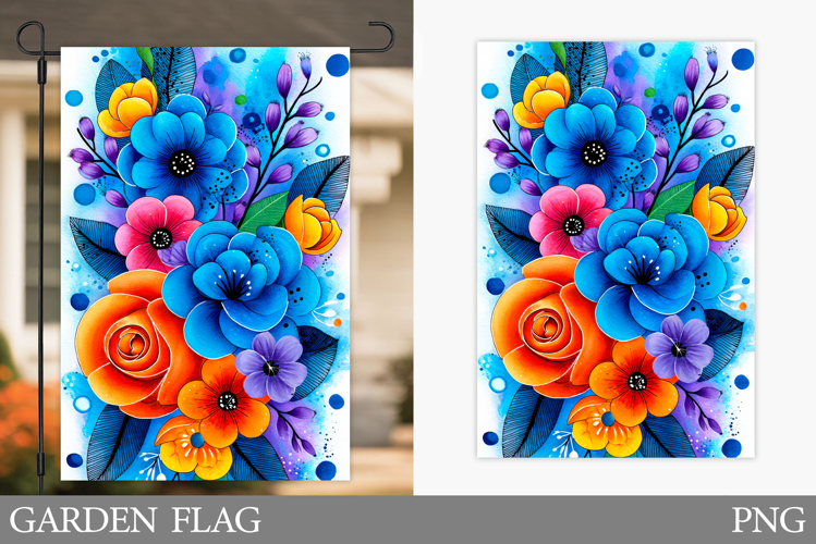 Floral Garden Flag Design. Flowers Garden Flag Sublimation