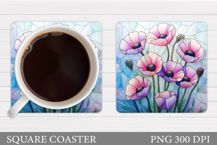 Flowers Coaster Sublimation. Floral Coaster Design