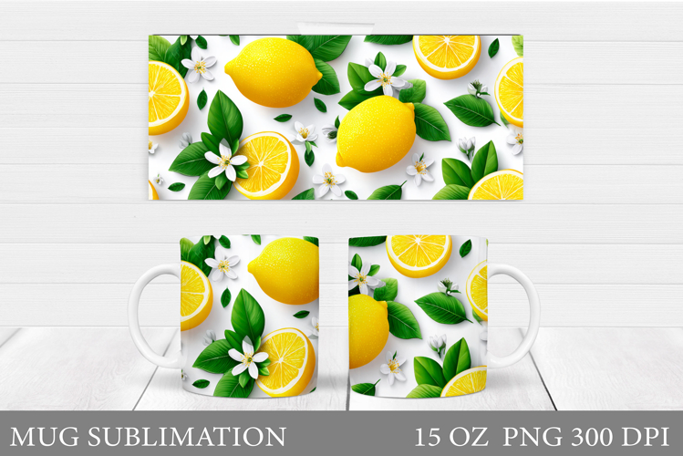Lemons Mug Design. Summer Mug Sublimation