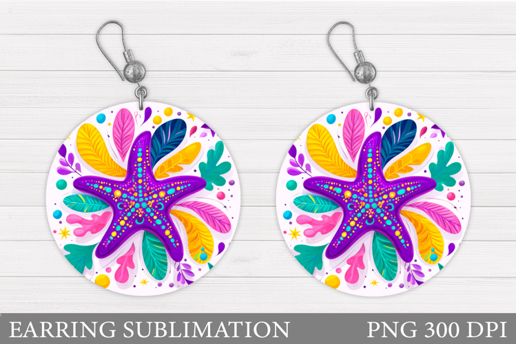 Starfish Earring Design. Sea Earring Sublimation