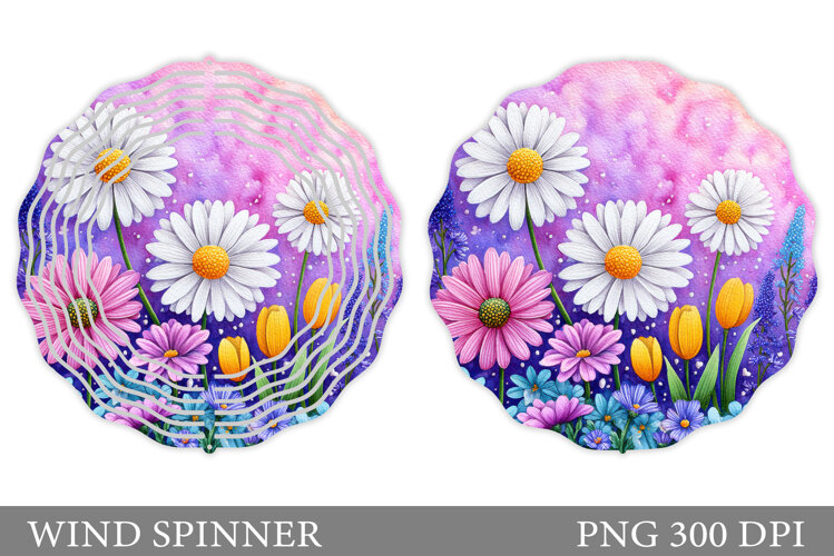 Floral Wind Spinner Sublimation. Flowers Wind Spinner Design example image 1