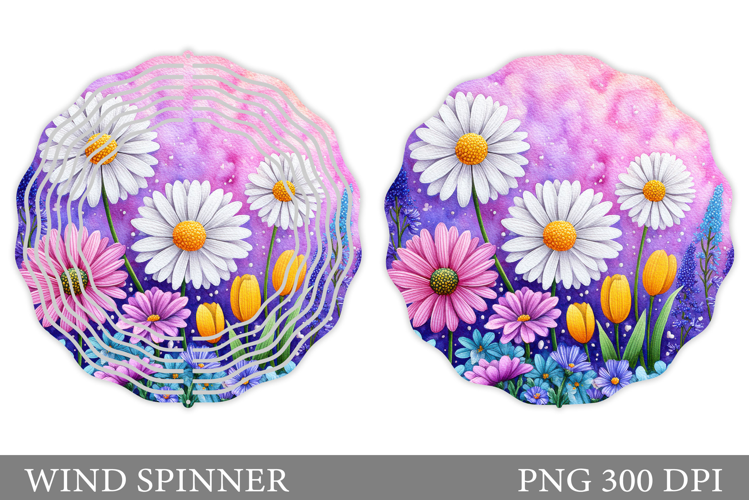Floral Wind Spinner Sublimation. Flowers Wind Spinner Design