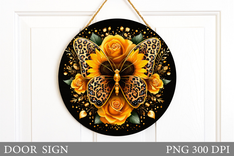 Butterfly Door Sign Sublimation. Flowers Door Sign Design