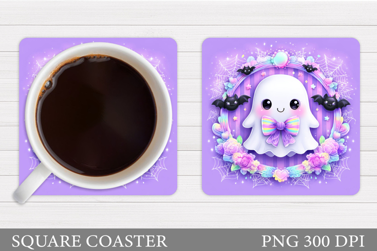 Cute Halloween Coaster Sublimation. Ghost Coaster Design