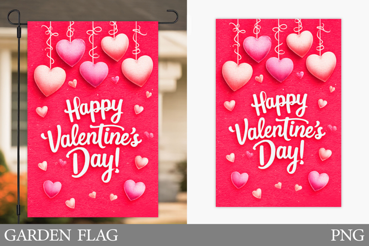Valentines Heart Garden Flag. Valentines Garden Flag Design