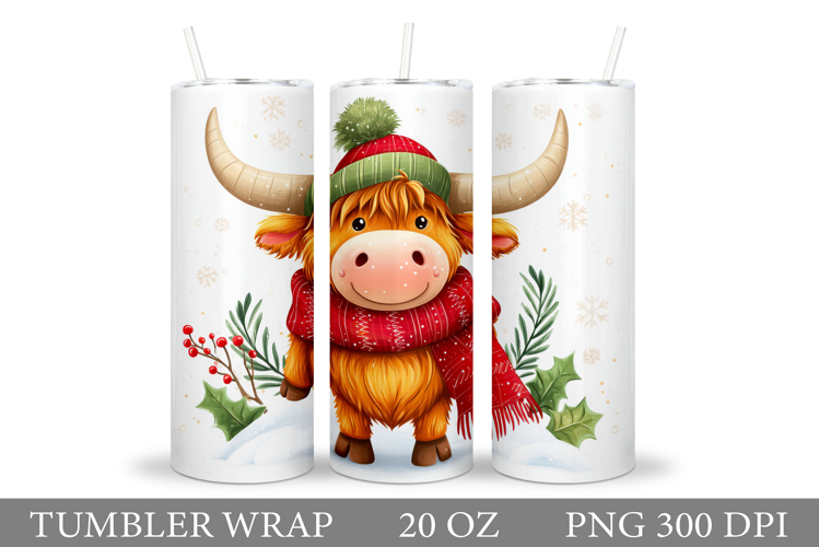 Christmas Cow Tumbler Design. Christmas Tumbler Sublimation