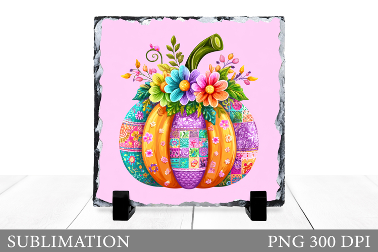 Pumpkin Slate Design. Patchwork Pumpkin Sublimation