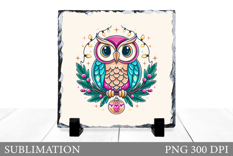 Christmas Owl Sublimation. Christmas Owl Slate Design
