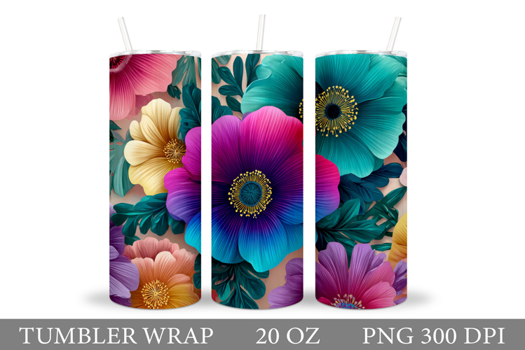 Flowers Tumbler Sublimation. Floral Tumbler Design