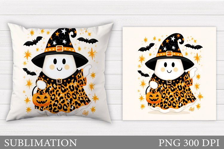 Cute Ghost Pillow Design. Halloween Pillow Sublimation