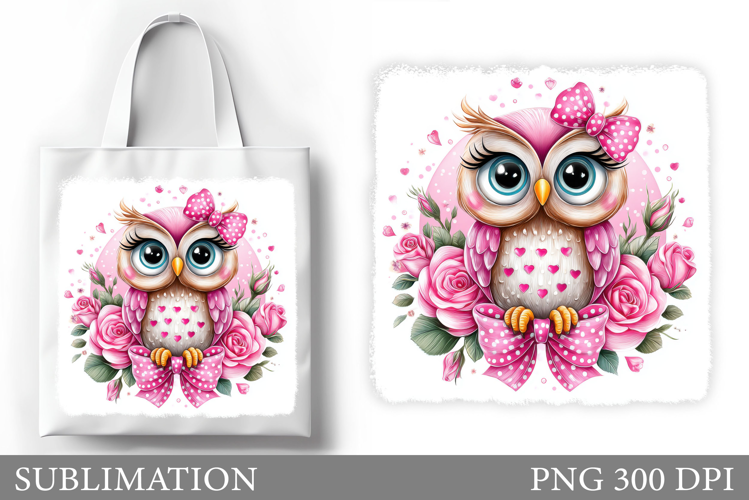 Owl Tote Bag Sublimation. Owl Flowers Sublimation