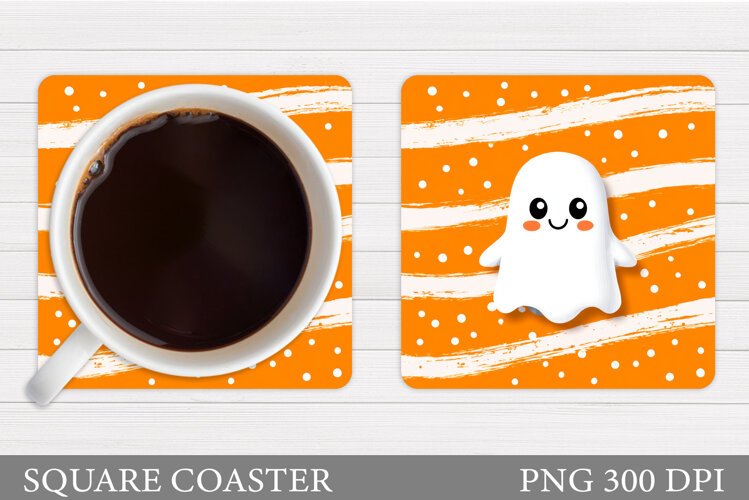 Cute Ghost Coaster Design. Halloween Coaster Sublimation example image 1