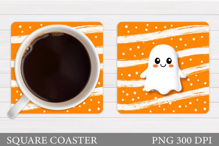 Cute Ghost Coaster Design. Halloween Coaster Sublimation