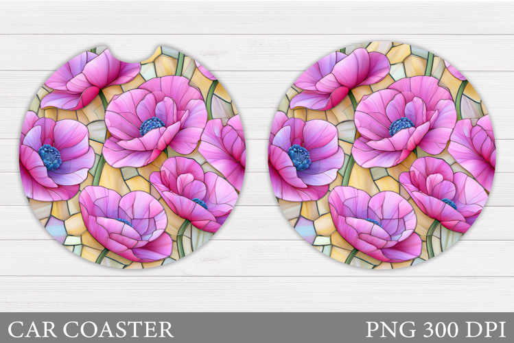 Floral Coaster Design. Flowers Car Coaster Sublimation