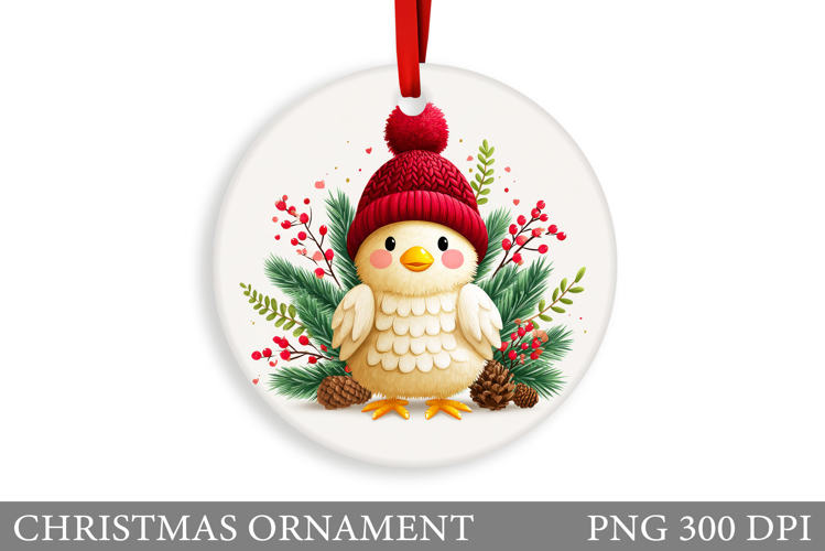 Cute Chicken Christmas Ornament. Christmas Sublimation