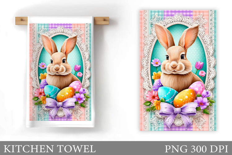 Easter Bunny Kitchen Towel . Easter Kitchen Towel Design