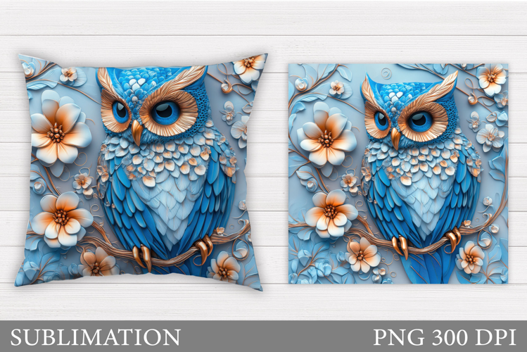 Cute Owl Pillow Sublimation. Owl Flowers Sublimation