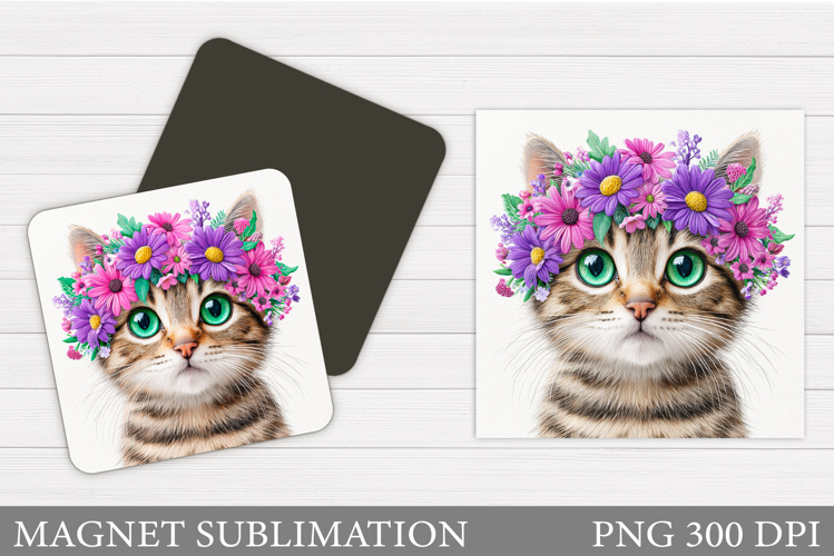 Cat Magnet Sublimation. Cute Cat Magnet Design