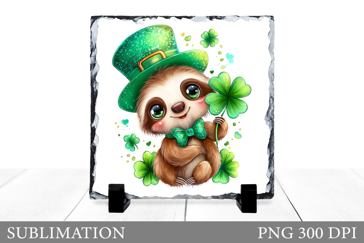 St Patrick Sloth Slate Design. St Patrick Sublimation