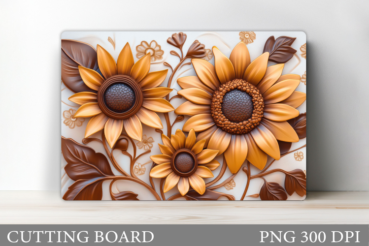 3D Sunflowers Cutting Board. Floral Cutting Board Design