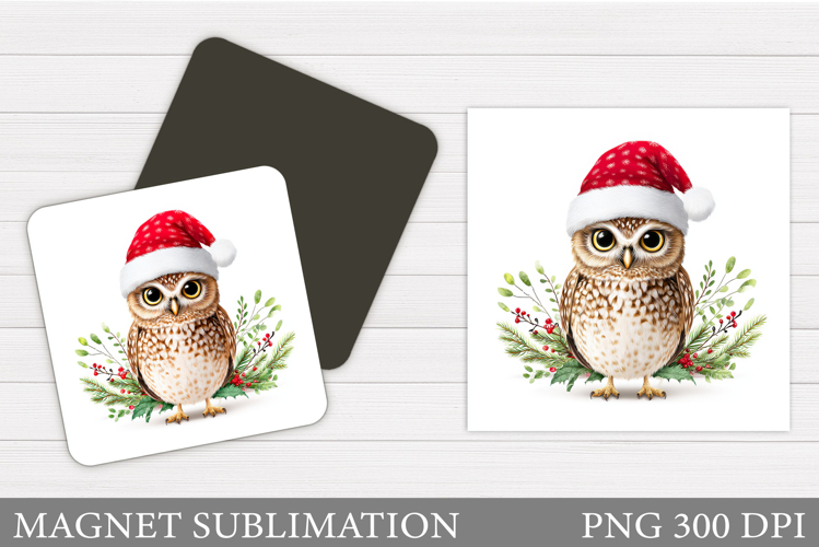 Christmas Owl Magnet Design. Christmas Magnet Sublimation