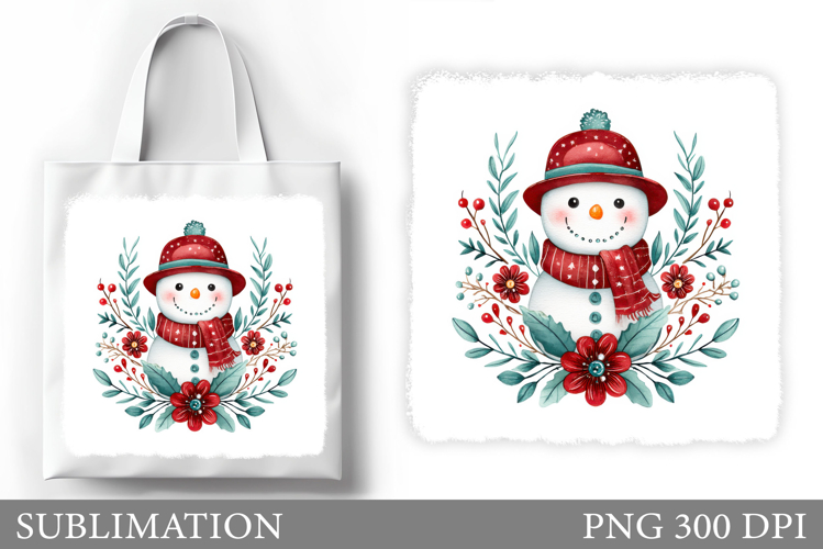 Snowman Tote Bag Sublimation. Christmas Tote Bag Design