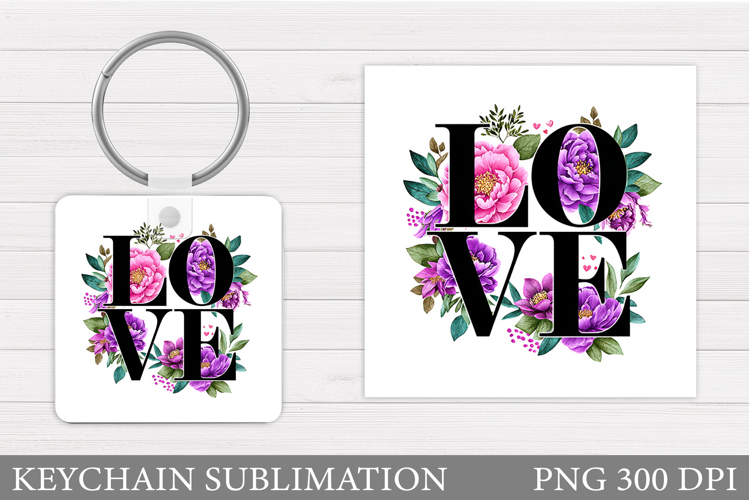 Love Keychain Design. Valentine Keychain Sublimation