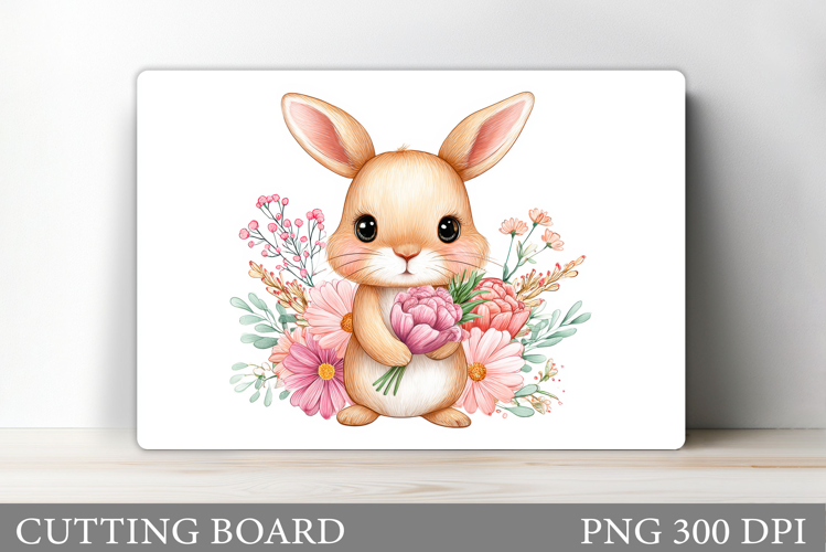 Cute Bunny Cutting Board. Bunny Flowers Cutting Board Design