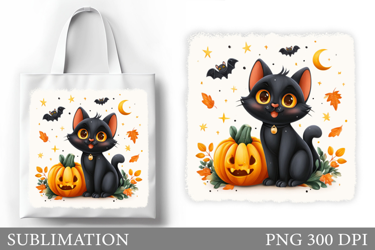 Cute Cat Sublimation. Halloween Cat Tote Bag Sublimation