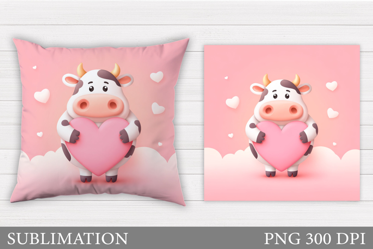 Valentines Cow Pillow. Valentines Pillow Sublimation