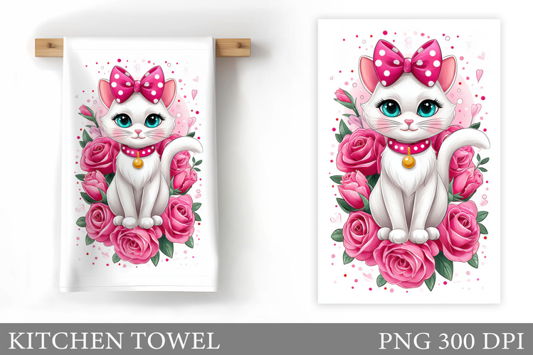 Cute Cat Kitchen Towel Design. Cute Cat Sublimation