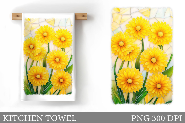 Dandelion Kitchen Towel. Floral Kitchen Towel Sublimation