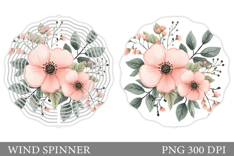 Flowers Wind Spinner Design. Floral Wind Spinner Sublimation